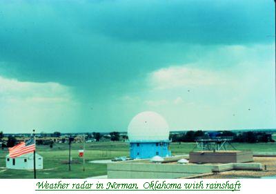Weather radar in Norman, Oklahoma with rainshaft